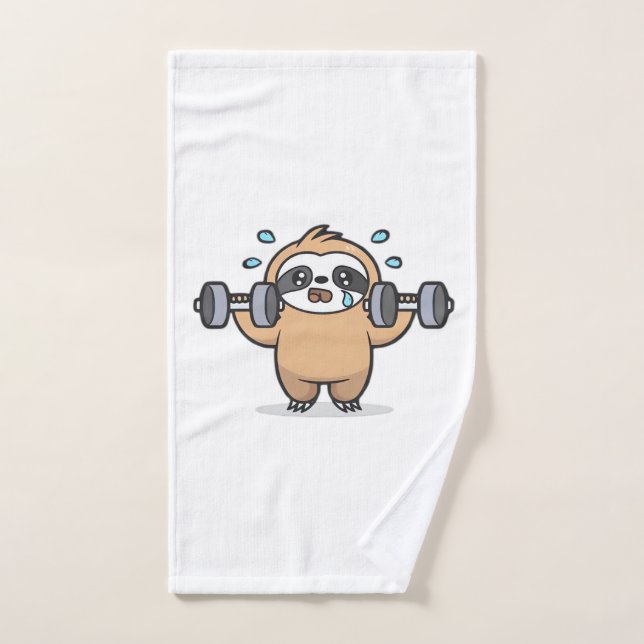 Chibi Sloth Gym Fail � Cute Kawaii Funny Workout A Hand Towel (Hand Towel)