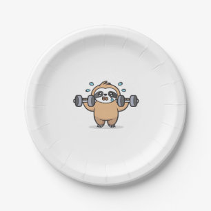 Chibi Sloth Gym Fail – Cute Kawaii Funny Workout A Paper Plate