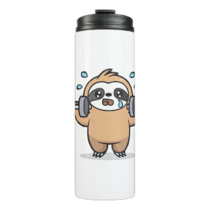 Chibi Sloth Gym Fail � Cute Kawaii Funny Workout A Thermal Tumbler