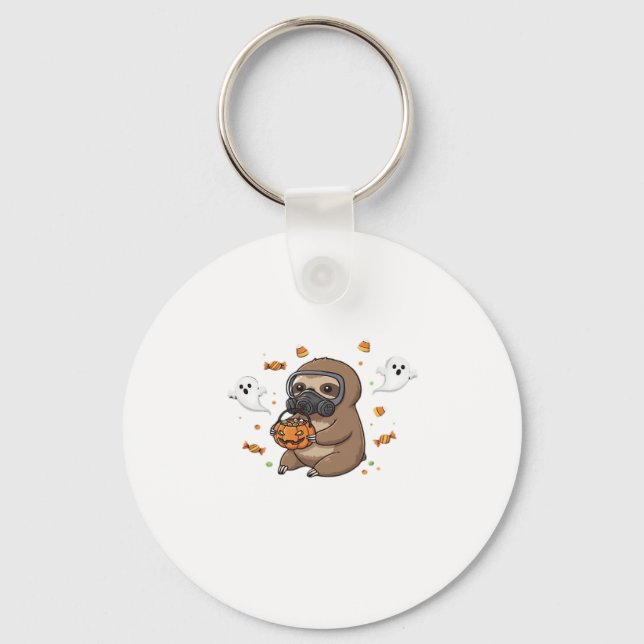 Chibi Sloth Hazmat Halloween Oversized T-Shirt Keychain (Front)