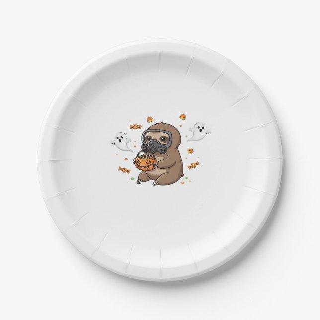 Chibi Sloth Hazmat Halloween Oversized T-Shirt Paper Plate (Front)