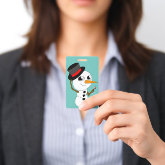 chibi snowman badge