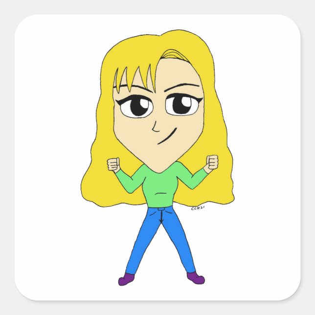 chibi     square sticker (Front)