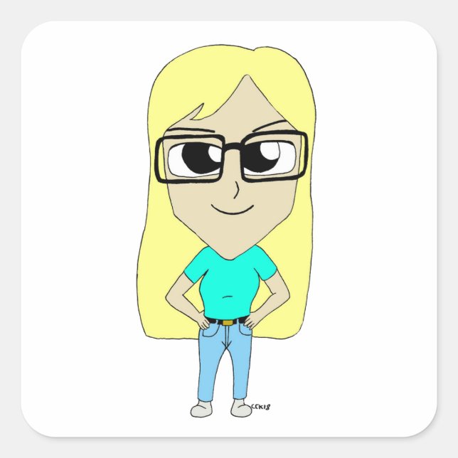 chibi       square sticker (Front)