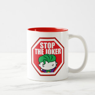 Chibi "Stop The Joker" Sign Two-Tone Coffee Mug