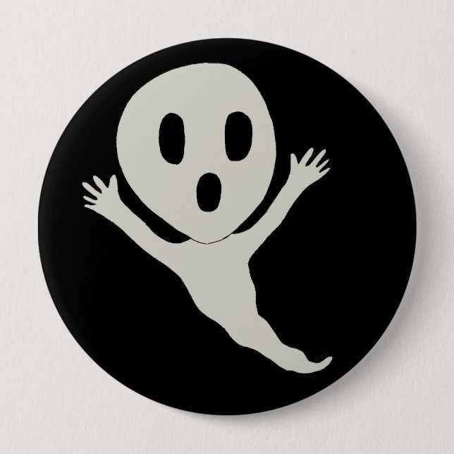 Chibi style ghost 4 inch round button (Front)
