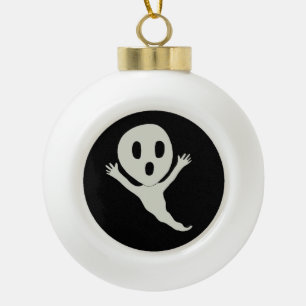 Chibi style ghost  ceramic ball christmas ornament