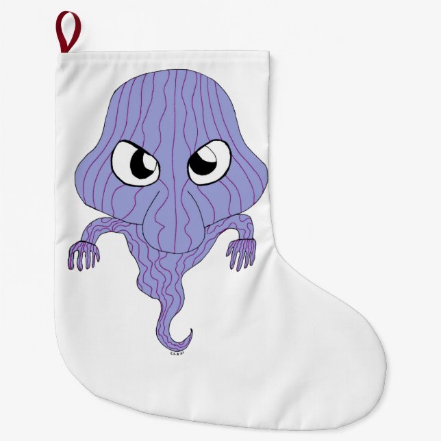 Chibi style ghost large christmas stocking (Front)