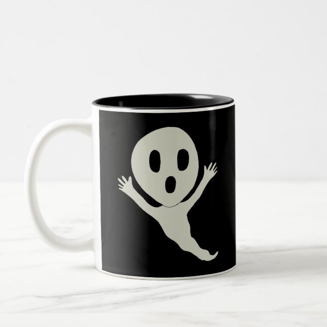 Chibi style ghost  square  Two-Tone coffee mug (Left)
