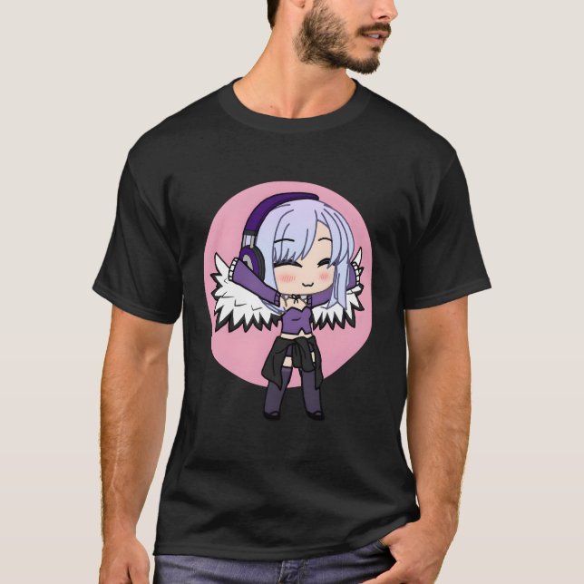 Chibi Style Kawaii Anime With Wings T-Shirt (Front)