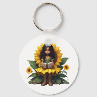 Chibi sunflower girl keychain