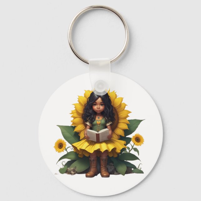 Chibi sunflower girl keychain (Front)