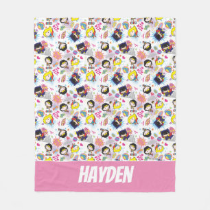 Chibi Super Heroine Pattern Fleece Blanket