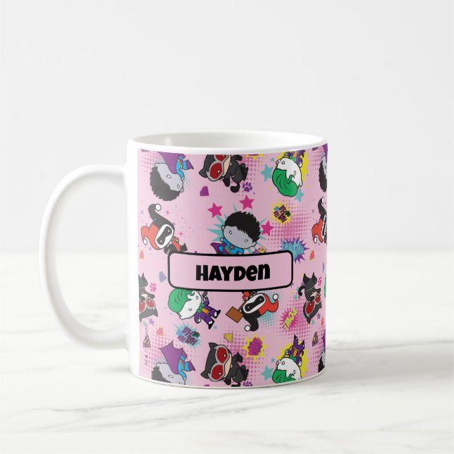 Chibi Super Villain Action Pattern Coffee Mug (Left)