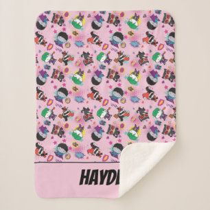 Chibi Super Villain Action Pattern Sherpa Blanket