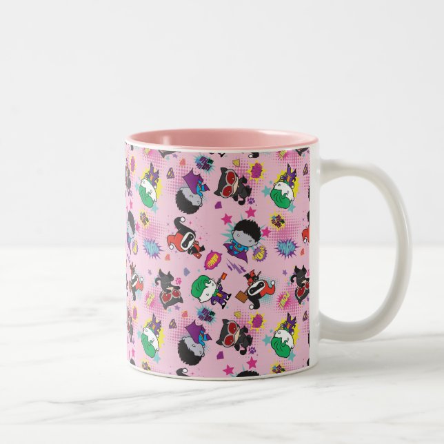 Chibi Super Villain Action Pattern Two-Tone Coffee Mug (Right)