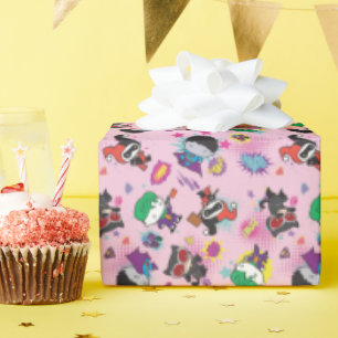Chibi Super Villain Action Pattern Wrapping Paper