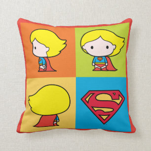 Chibi Supergirl Character Turnaround Throw Pillow