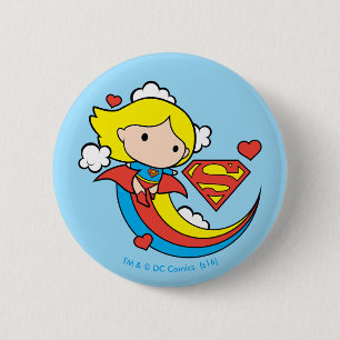 Chibi Supergirl Flying Rainbow 2 Inch Round Button