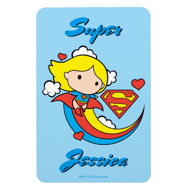 Chibi Supergirl Flying Rainbow Magnet (Vertical)