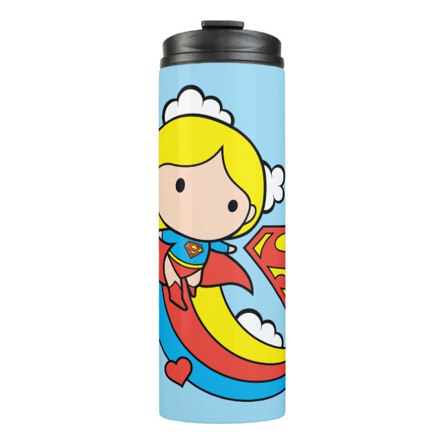 Chibi Supergirl Flying Rainbow Thermal Tumbler (Front)