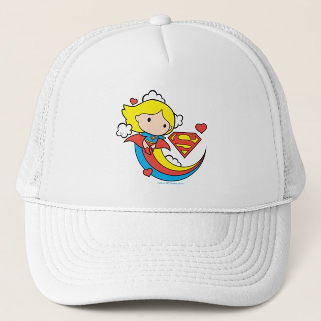 Chibi Supergirl Flying Rainbow Trucker Hat (Front)