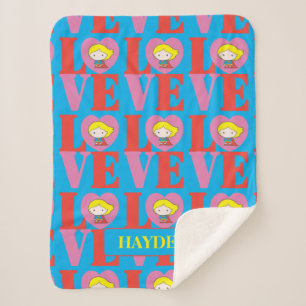 Chibi Supergirl LOVE Sherpa Blanket