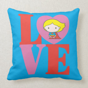 Chibi Supergirl LOVE Throw Pillow