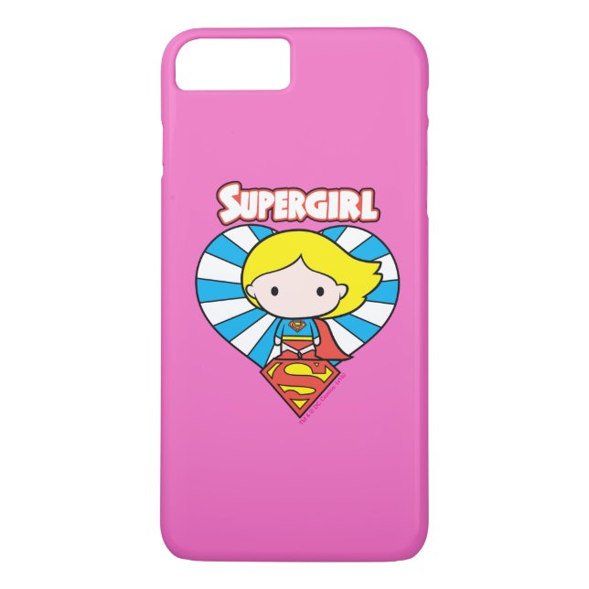 Chibi Supergirl Starburst Heart and Logo Case-Mate iPhone Case (Back)