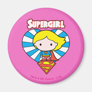 Chibi Supergirl Starburst Heart and Logo Magnet
