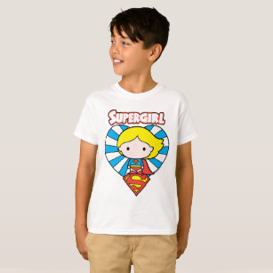 Chibi Supergirl Starburst Heart and Logo T-Shirt