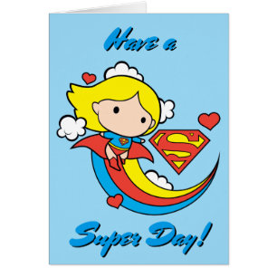 Chibi Supergirl volant arc-en-ciel