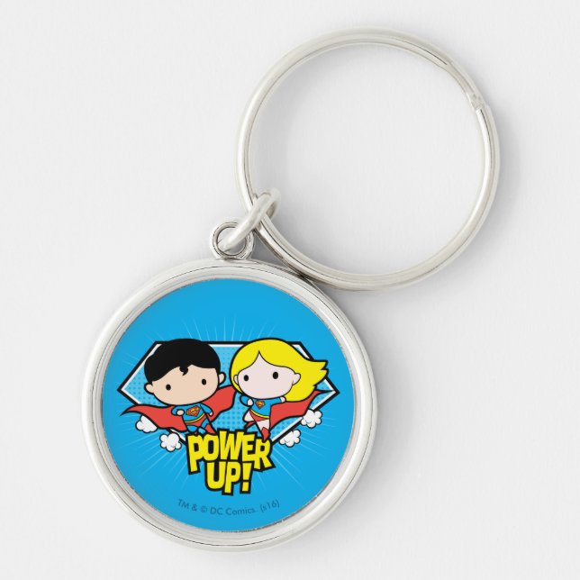 Chibi Superman & Chibi Supergirl Power Up! Keychain (Front)