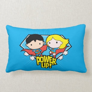 Chibi Superman & Chibi Supergirl Power Up! Lumbar Pillow