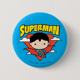 Chibi Superman Polka Dot Shield and Name 2 Inch Round Button