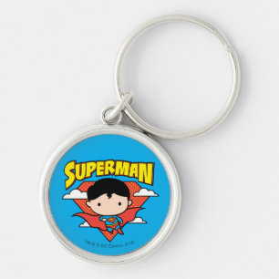 Chibi Superman Polka Dot Shield and Name Keychain