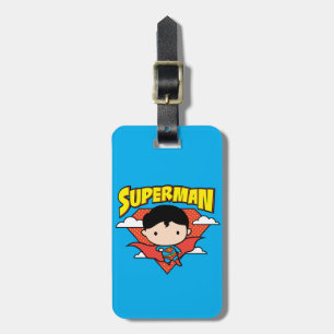 Chibi Superman Polka Dot Shield and Name Luggage Tag