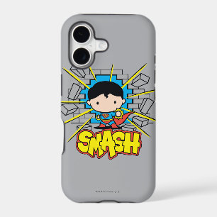Chibi Superman Smashing Through Brick Wall