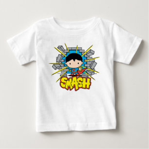 Chibi Superman Smashing Through Brick Wall Baby T-Shirt