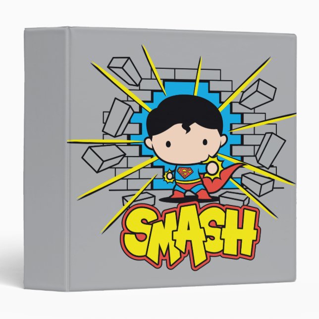 Chibi Superman Smashing Through Brick Wall Binder (Front/Spine)