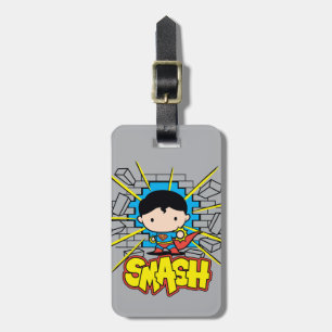 Chibi Superman Smashing Through Brick Wall Luggage Tag