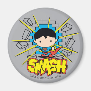 Chibi Superman Smashing Through Brick Wall Magnet
