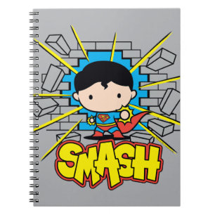 Chibi Superman Smashing Through Brick Wall Notebook