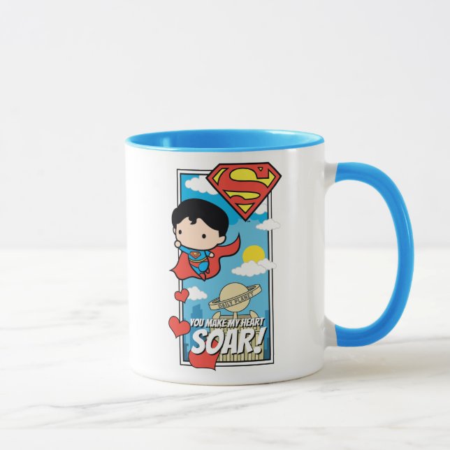 Chibi Superman - You Make My Heart Soar Valentine Mug (Right)