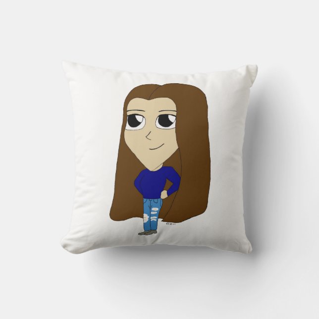 chibi  throw pillow (Front)