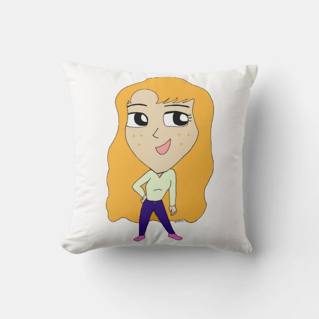 chibi   throw pillow (Front)