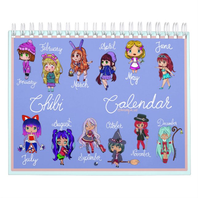 Chibi Two Page Small Calendar, White Calendar (Cover)