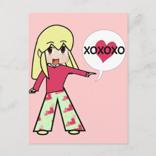 Chibi Valentine Hearts Holiday Postcard