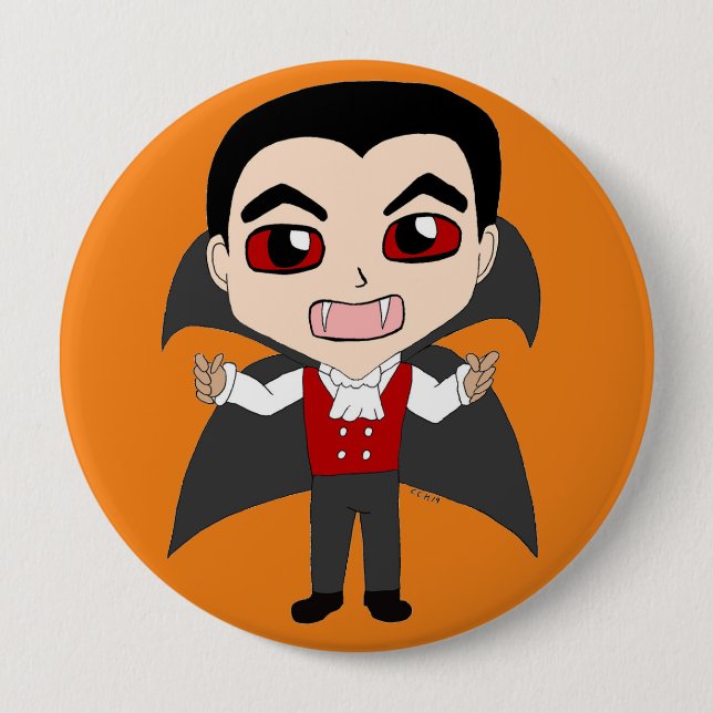 chibi vampire 4 inch round button (Front)