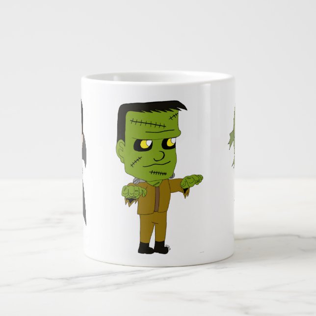Chibi vampire, monster, and mummy   large coffee mug (Front)